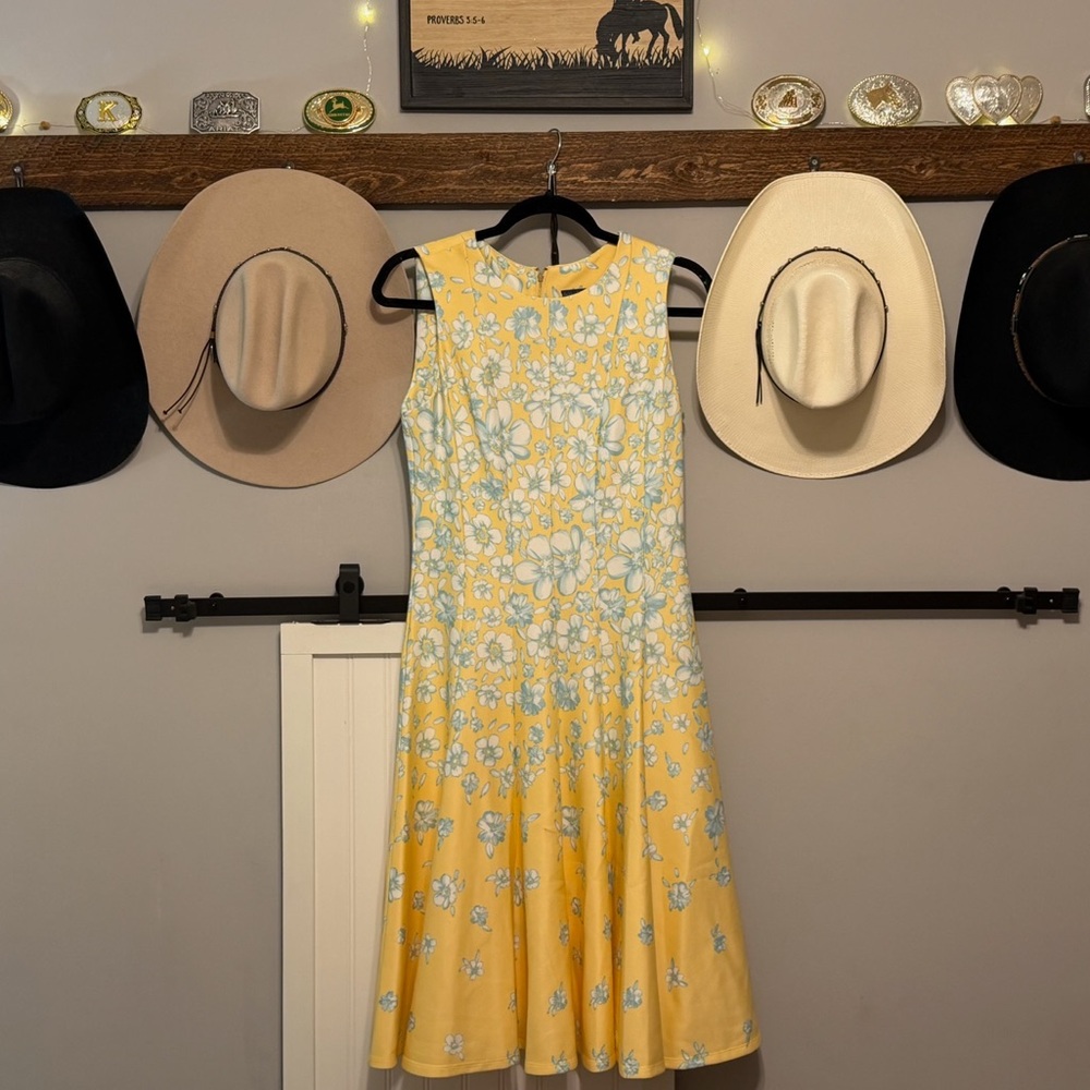 Floral Yellow and Blue Dress